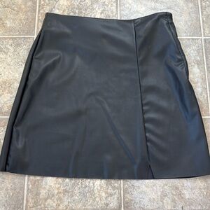 H&M faux leather Black mini Skirt A line XS